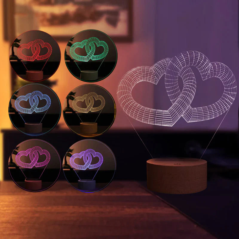 Lovity™ Birlik Kalpleri - 3D Romantik Gece Lambası